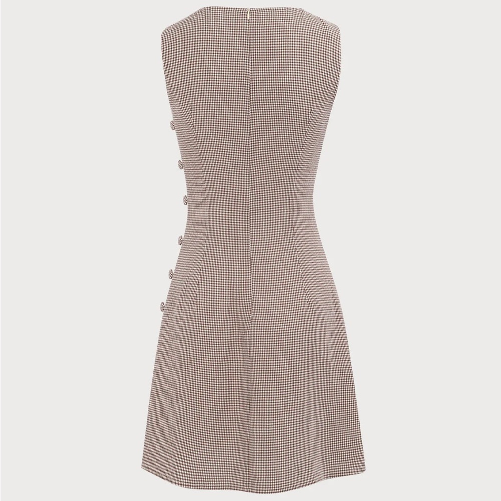 Rihoas Women's Boat Neck Brown Plaid Mini Dress - Picture 6 of 8